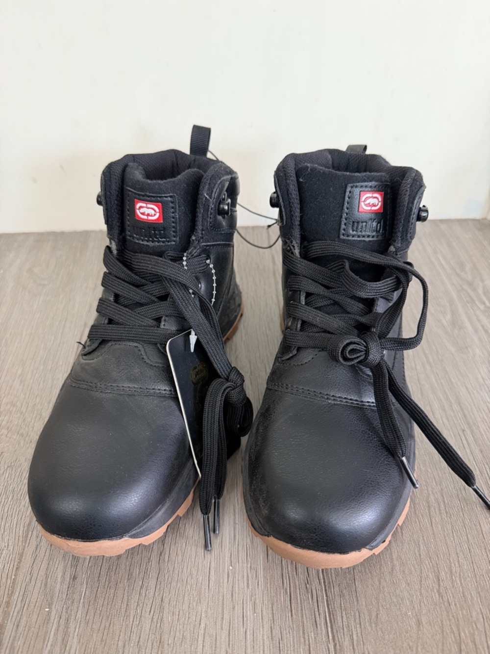 Ecko Unlimited Kids Black and Brown Lace-Up Boots